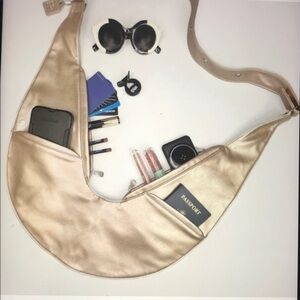 SASH Champagne Gold Travel Crossbody Sling Bag, Excellent